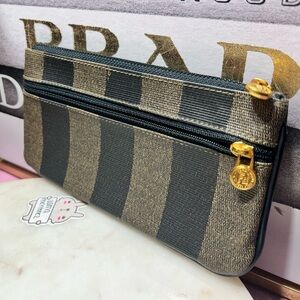 Fendi Pequin Canvas Zip Pouch EUC